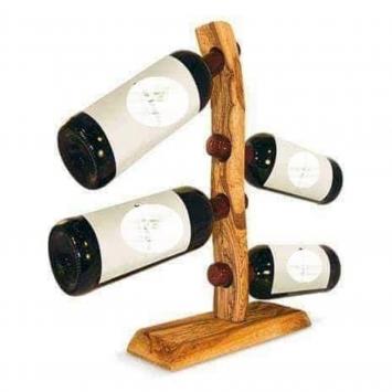 Support bouteille en bois d'olivier 